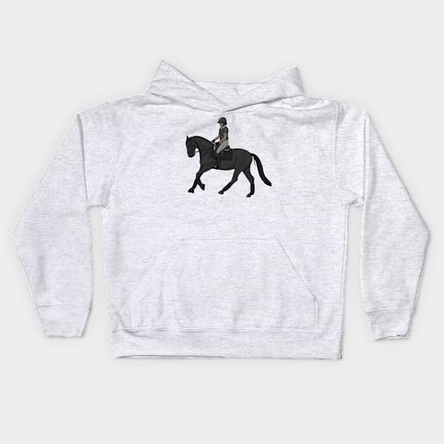 Black Dressage Canter Kids Hoodie by themarementality